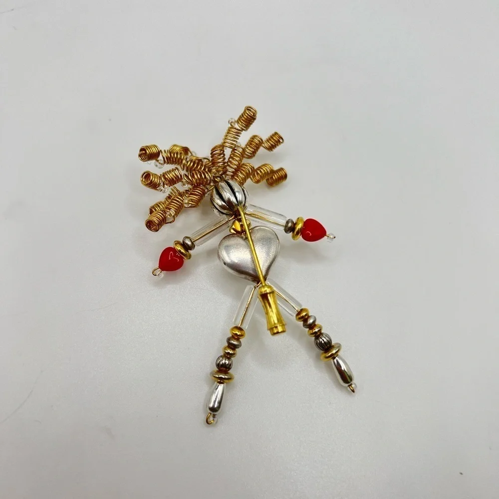 Vintage Moonbabies Handmade Beaded Wire Angel Stick Pin Brooch